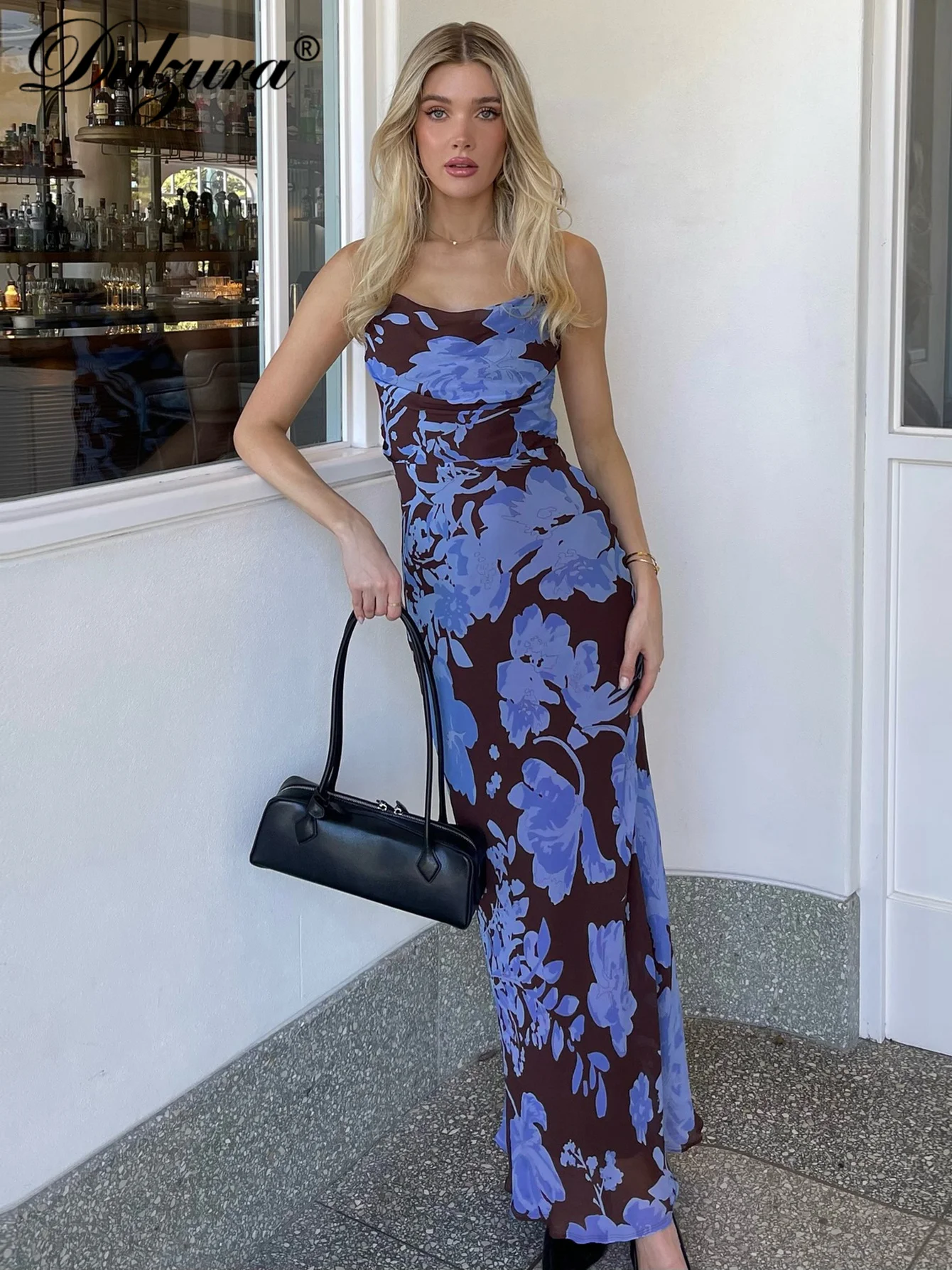 Dulzura Femmes Sans Manches Dos Nu Moulante Maille Imprimé Cami Robe Maxi Sexy Élégant Décontracté Robe Longue Party Club Vêtements D'été