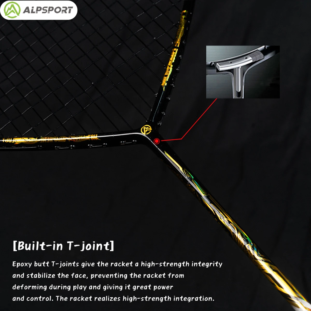 ALPSPORT V8 4U Nueva raqueta de bádminton en forma de V Fibra de carbono completa Súper ligero raqueta negra Aumentar el área de la raqueta. Viene