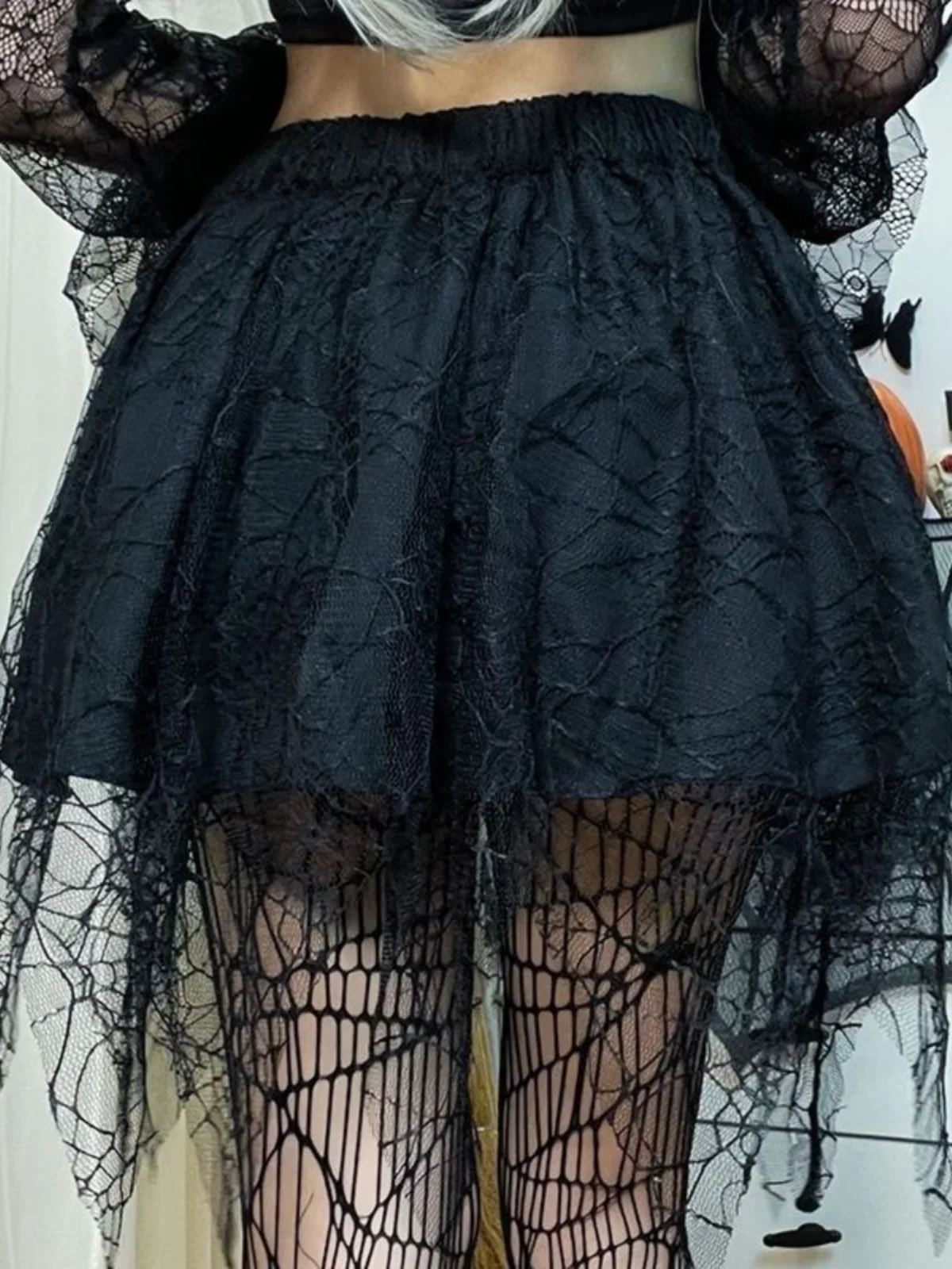 Falda gótica con borlas de telaraña, falda larga Sli Y2K Abi Culture k Series, falda Sexy Faionable de verano para mujer