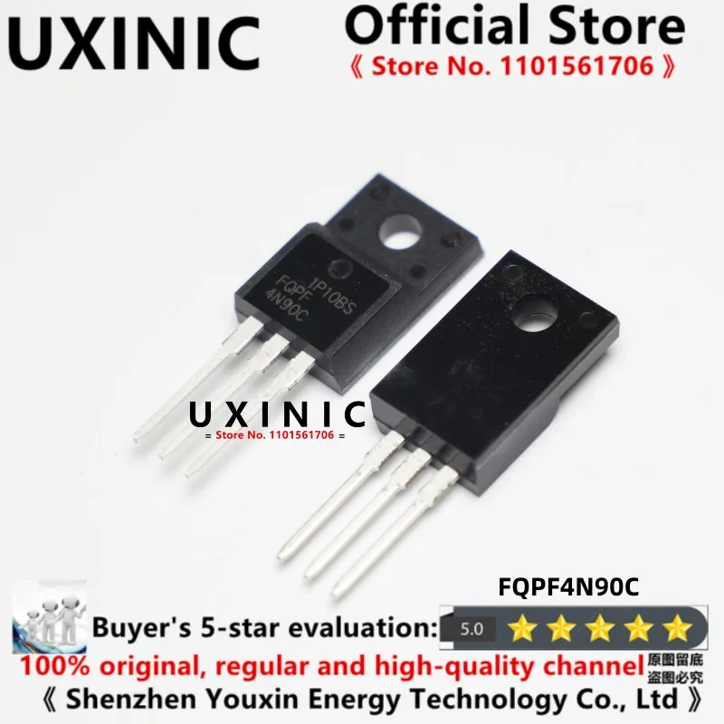 UXINIC 10pcs/LOT  100% New Imported OriginaI FQPF4N90C 4N90 TO-220F MOS Tube N Channel 900V4A