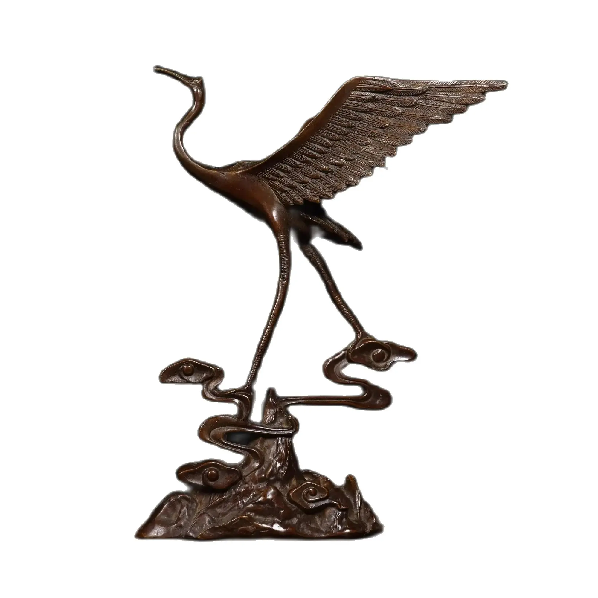 Old copper Hand-made  Flying Crane, straight to the sky statue,Free shipping