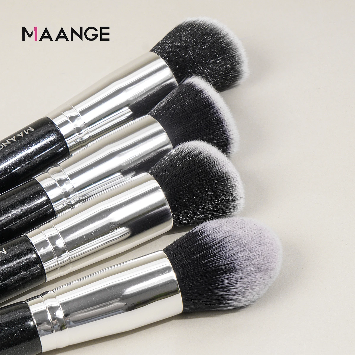 MAANGE-Kit De Escova De Maquiagem, Kabuki, Líquido, Fundação, Contorno, Blush, Bronzer, Macio, Cerdas Fofas, Rosto, Ferramentas De Mistura, 4Pcs