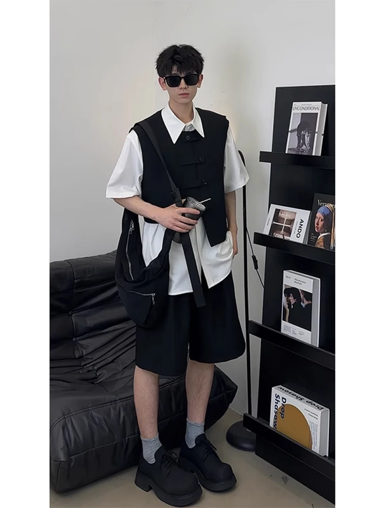 

Cool Haome Men's Vest irt Set ort Sve American Sle Polyester Fiber Summer Faion Youth ular Design Sensation
