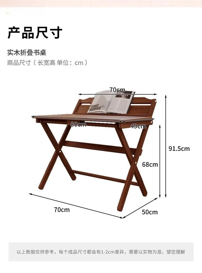 Solid wood folding desk, small bedside study table in the bedroom, simple