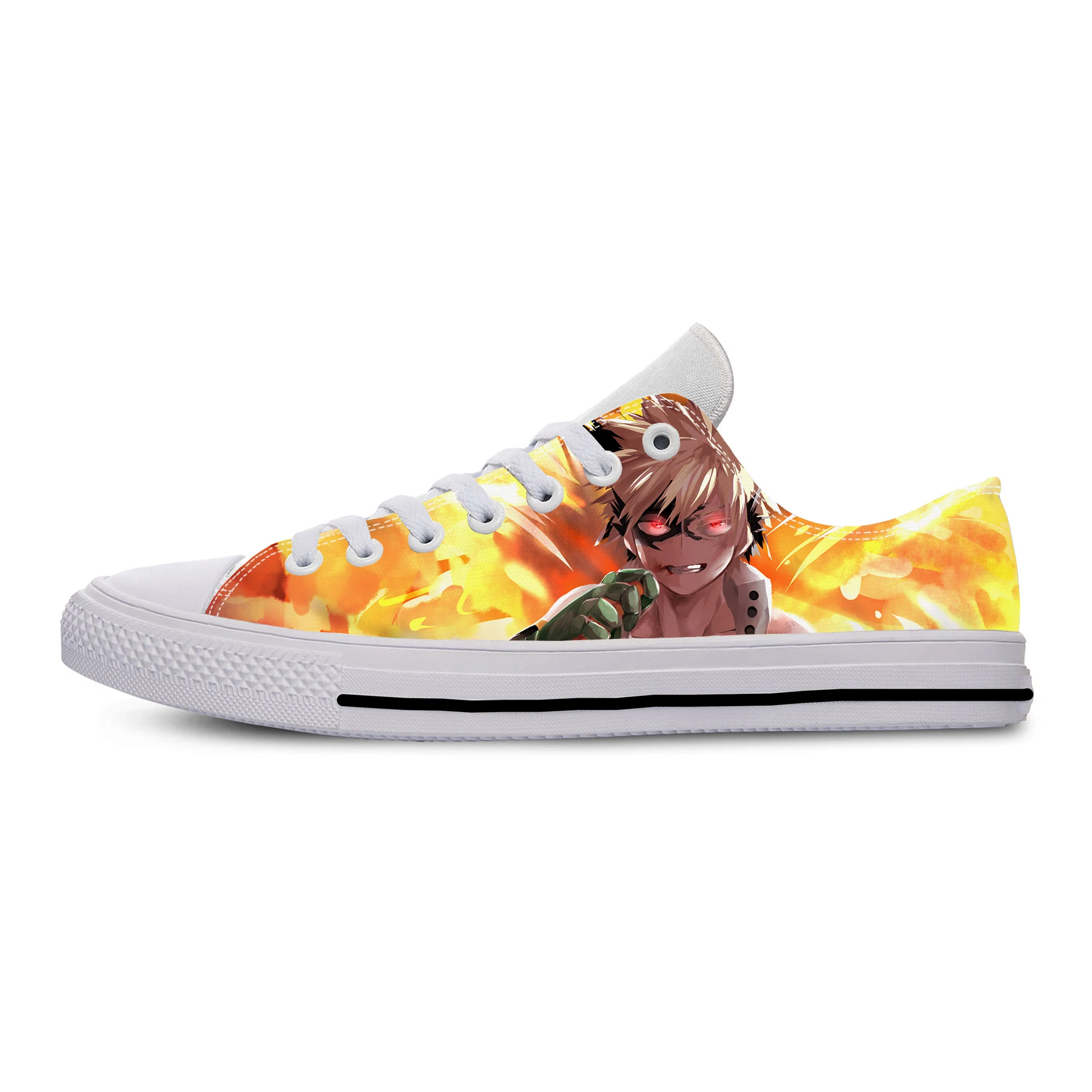 Sapatos casuais de anime japonês para homens e mulheres, tênis leves, sapatos de tabuleiro respiráveis, My Hero Academia, Bakugo Katsuki, Hot, Low Top