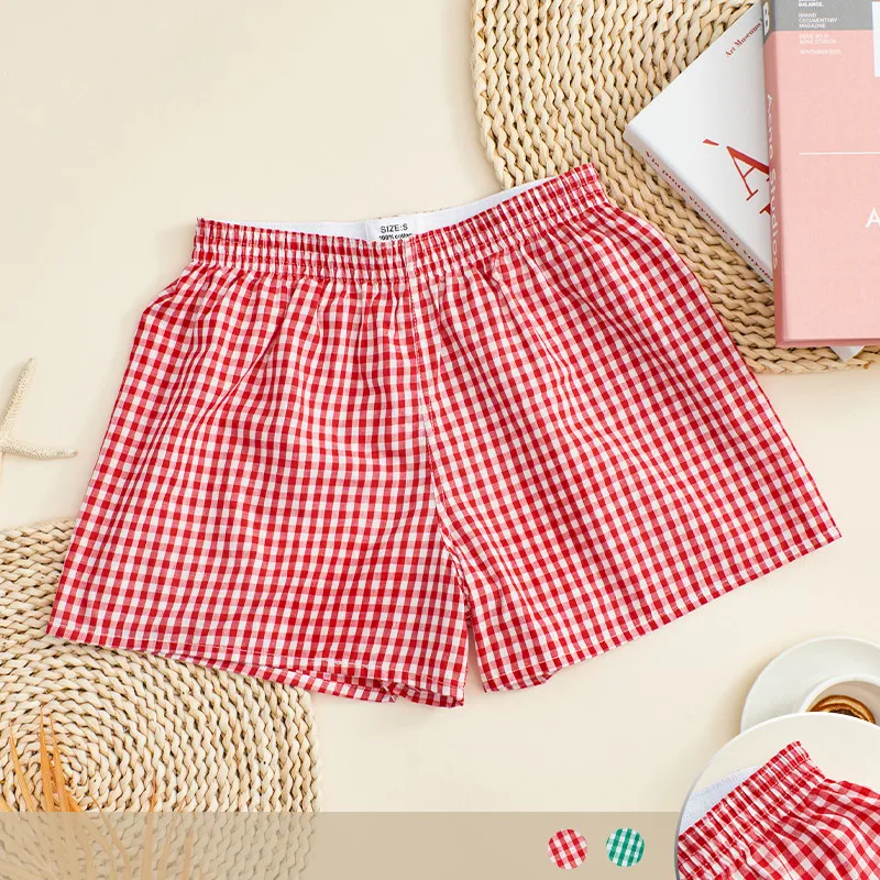 Mode reine Baumwolle Plaid Damen Shorts lässige Unterwäsche zu Hause verwenden sexy Slim Fit Hose mit weitem Bein atmungsaktive helle Slips im Freien