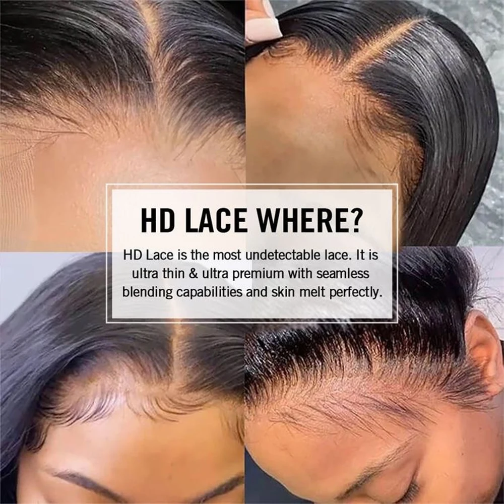 Kinky Straight 13x6 HD Lace Frontal 5x5 6x6 7x7 HD Closure Invisiable HD Lace Closure Melt Skins Human Hair Pre Plucked Hairline