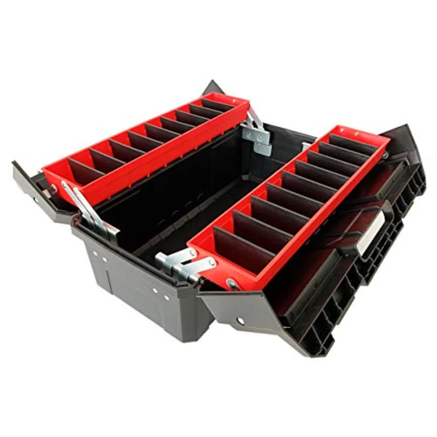 

18.5 Tool Box Organizer with Adjustable Compartment in Black for Home Office Garage Storage Portable with Handle