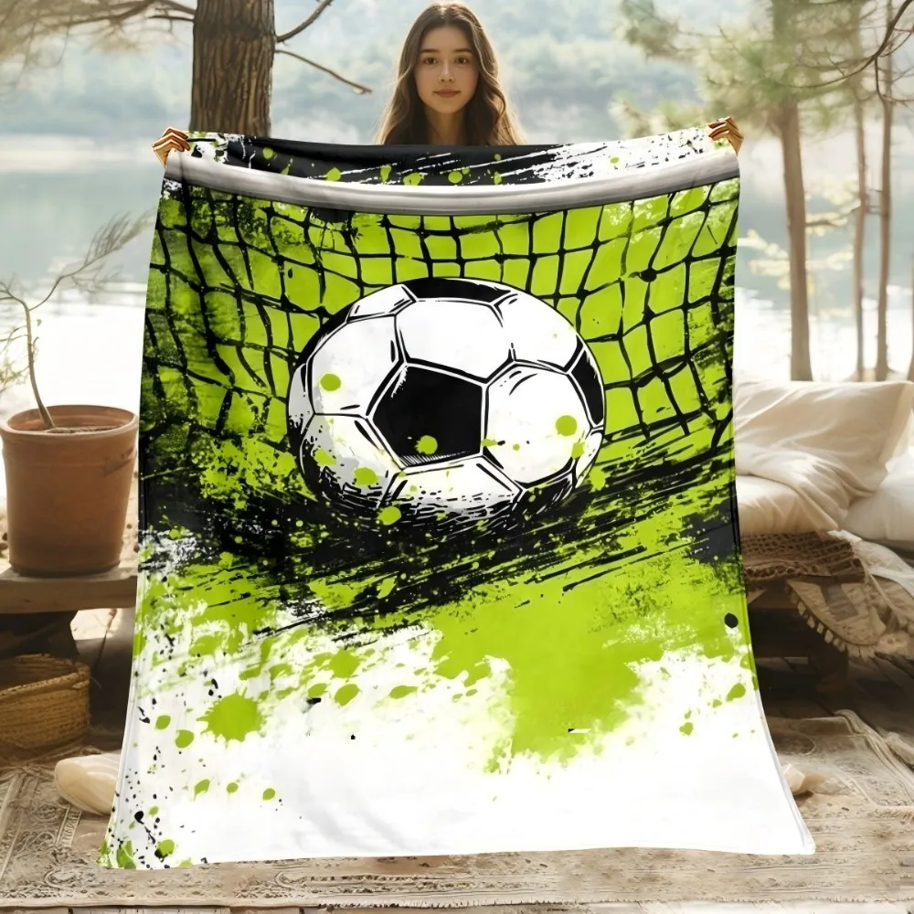 1Pc Soccer Flannel Blanket for Soccer Lover Idea Gifts Blankets Keep Warm Watch A Football Cup Match Four Season Use