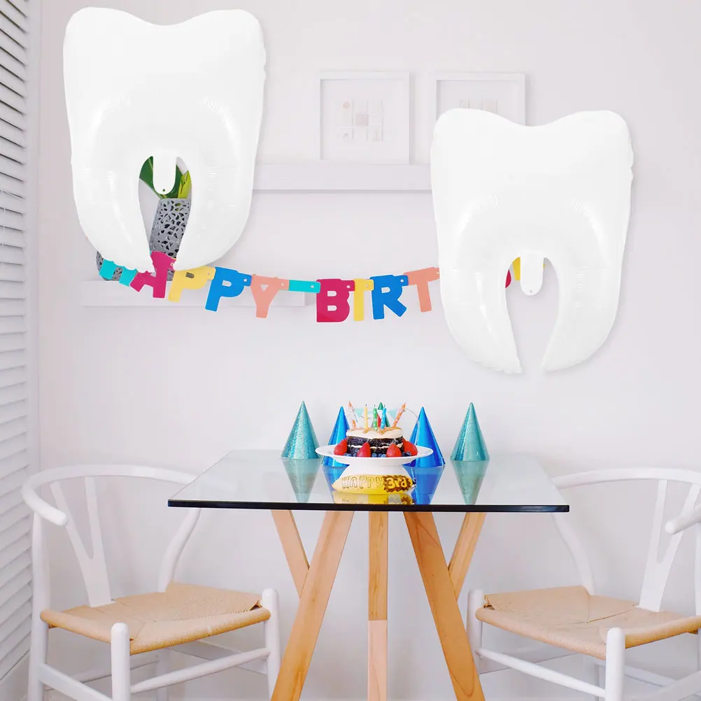 

4Pcs Tooth Theme Balloons Large Toothbrush Balloon Dentist Graduation Baby Shower Party Decorations Tooth Shaped Foil Balloons