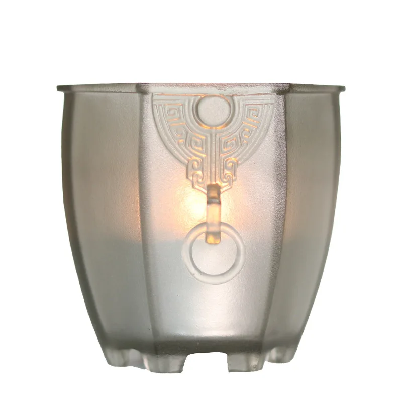 Glazed binaural cylinder, incense burner, candle holder, brush wash, round drum holder, Chinese Zen retro mini ornament