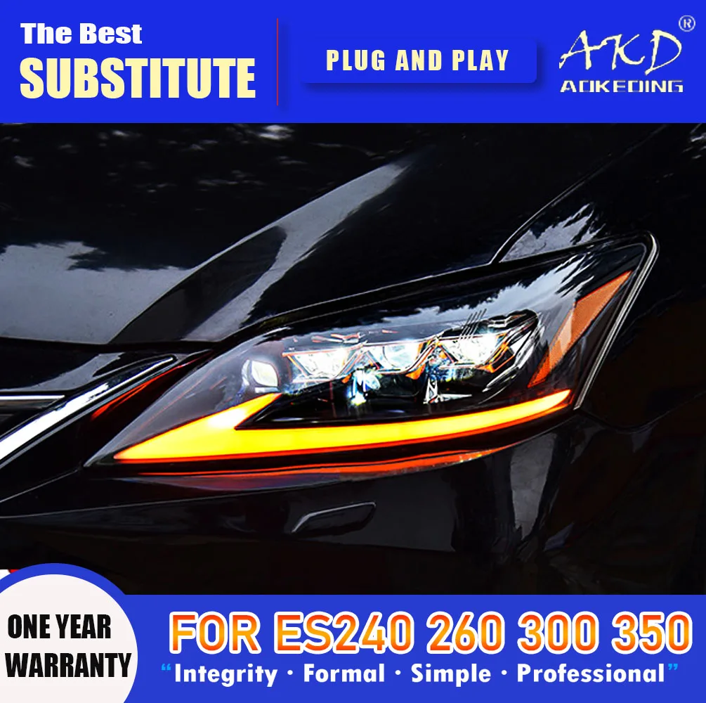 AKD Head Lamp for Lexus ES LED Headlight 2006-2012 Headlights ES240 ES300 DRL Turn Signal High Beam Angel Eye Projector Lens