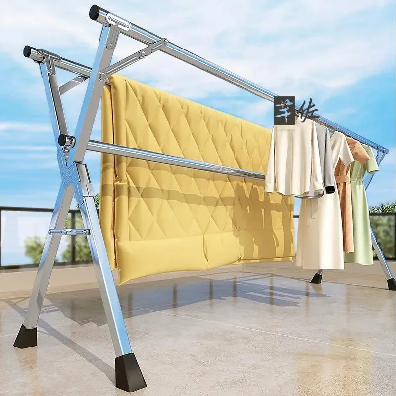 

Stainl Steel Floor-Mounted Clothes Drng Ra Indoor Outdoor Balcony Bedroom Quilt Drng Tool Home Use Clothes Drng Pole