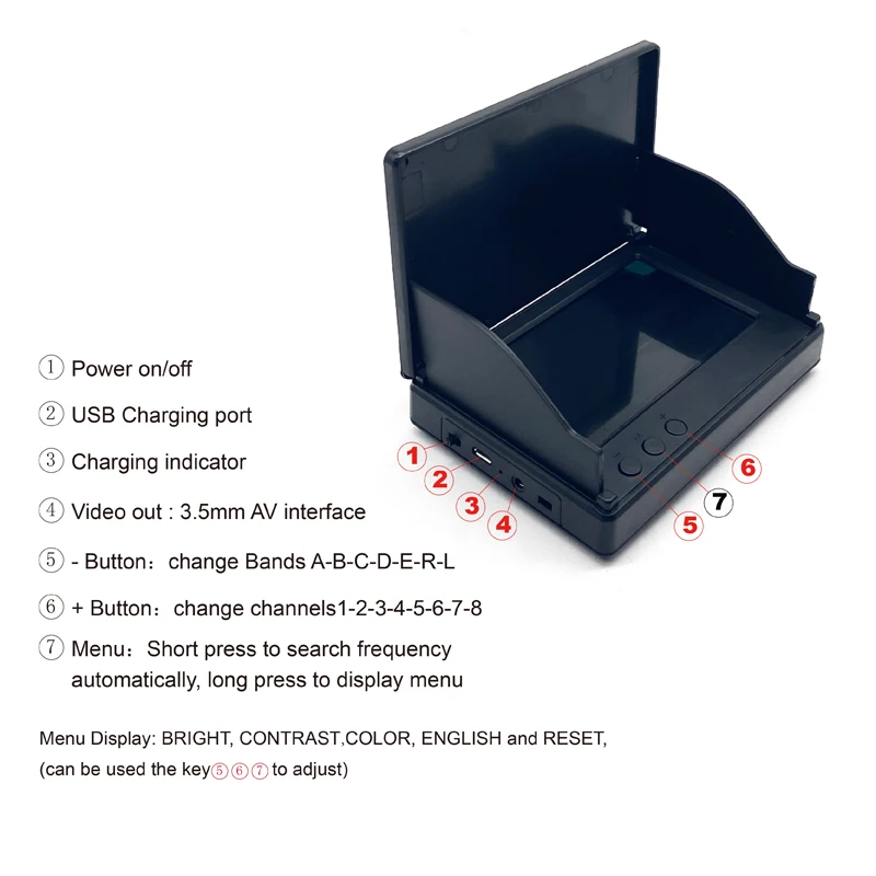 5.8G 48CH 4.3 Cal Monitor FPV podwójne anteny monitor FPV 480x272 wbudowana bateria wyświetlanie wideo dla RC Drone