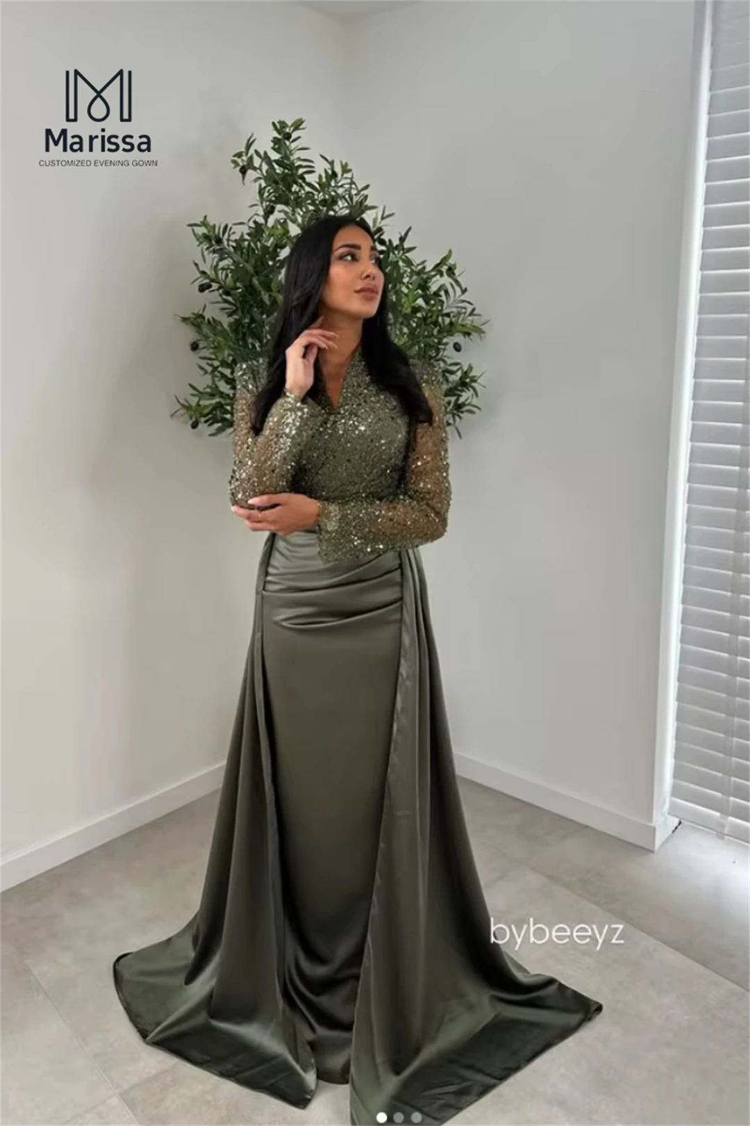 Marissa feito sob encomenda vestidos de noite mulher elegante vestidos de festa 2025 com decote em v longo cauda de peixe lantejoulas vestido de baile feminino 2025 vestidos