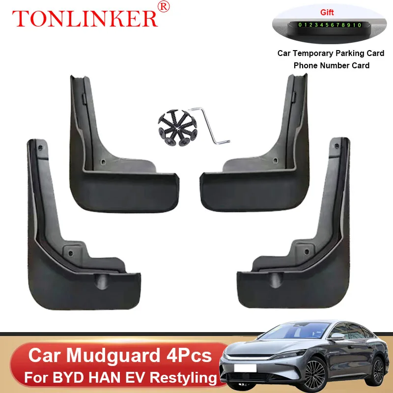 TONLINKER Car Mudguard For BYD HAN EV DM Restyling 2022 2023- Mudguards Splash Guards Front Rear Fender Mudflaps Accessories