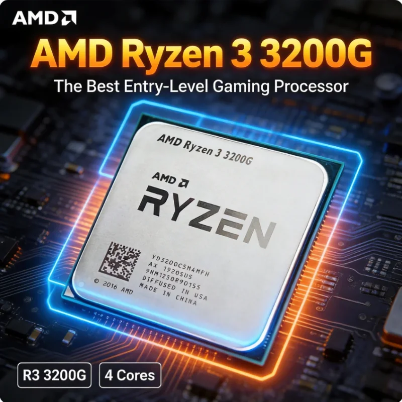 Procesador AMD Ryzen 3 3200G, 4 Núcleos, 4 Subprocesos, 3.6GHz hasta 4.0GHz, L3 4M, 65W, AM4, CPU R3 3200G, Sin Refrigerador
