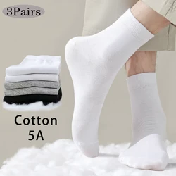 3 Pairs High Quality Casual Men's Business Socks Soft Breathable Cotton Socks Quick Drying Black White Long Sock