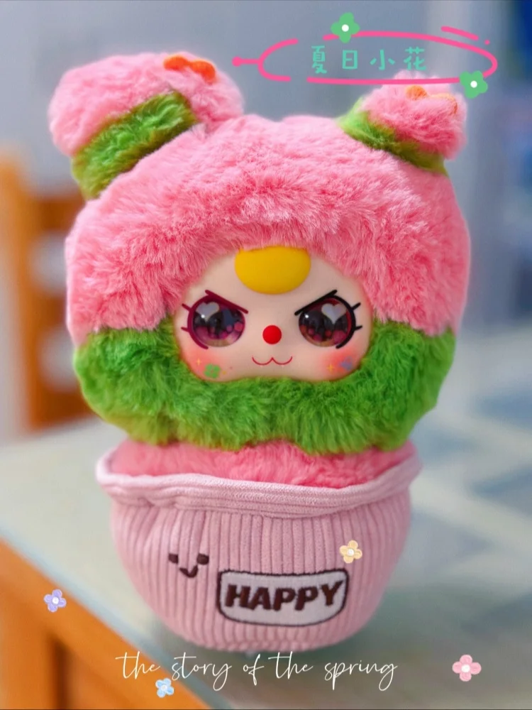 Autêntico bebê três vinly caixa cega um pote de flores pequenas série edição limitada caixa cega de pelúcia brinquedo com pequenas flores presentes