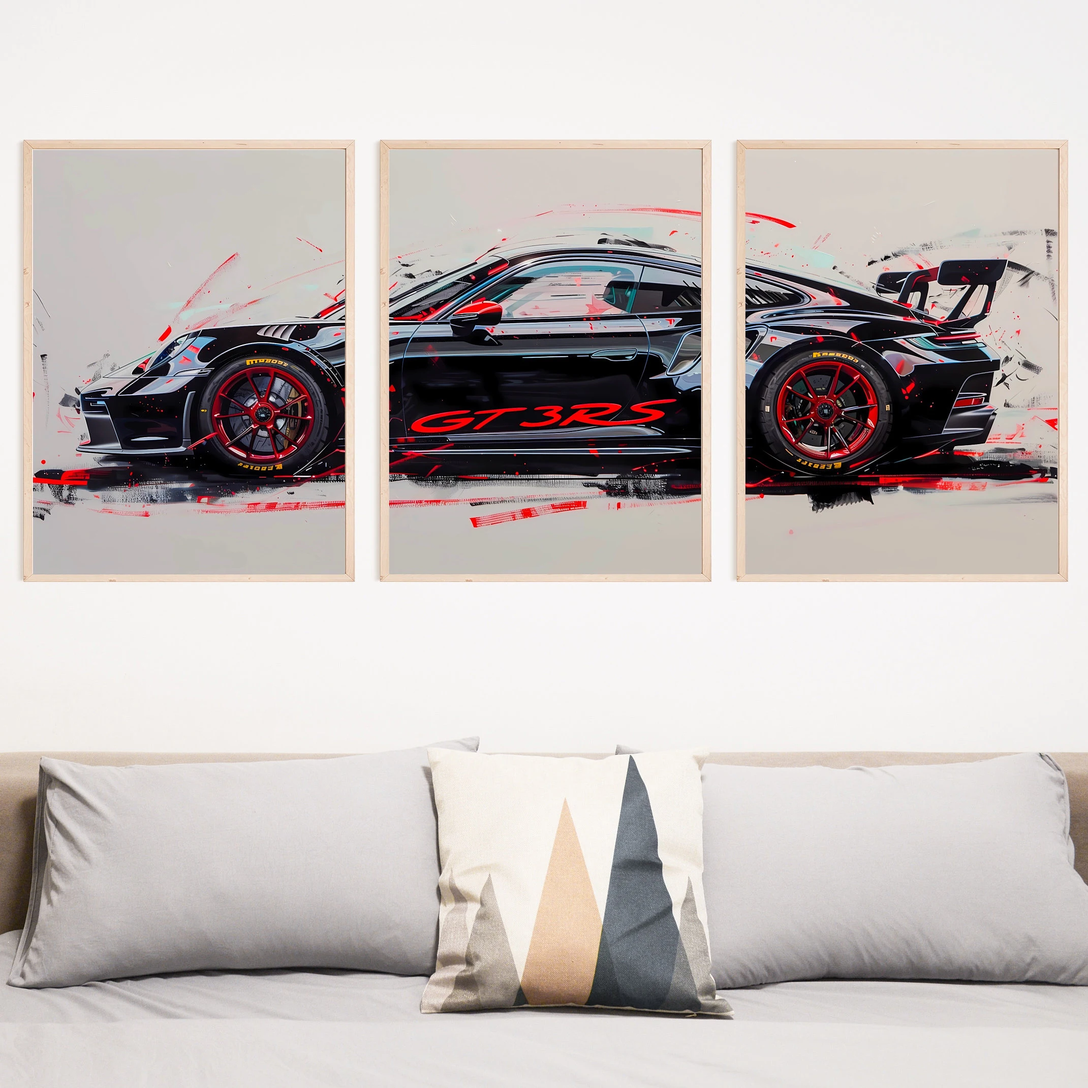 

Set of 3 911 GT3 RS Car Poster Print Canvas painting Wall Art decor Picture For Living Room Home Decoration FARAMELESS
