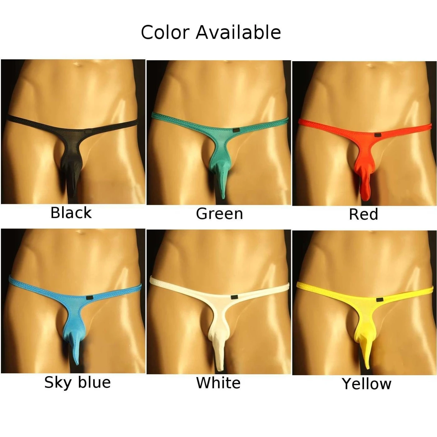 

Low Rise G-String Silky Bulge Pouch Briefs Men's Hollow Panties Underwear T-Back Thong Solid Underpants Sexy Erotic Lingerie