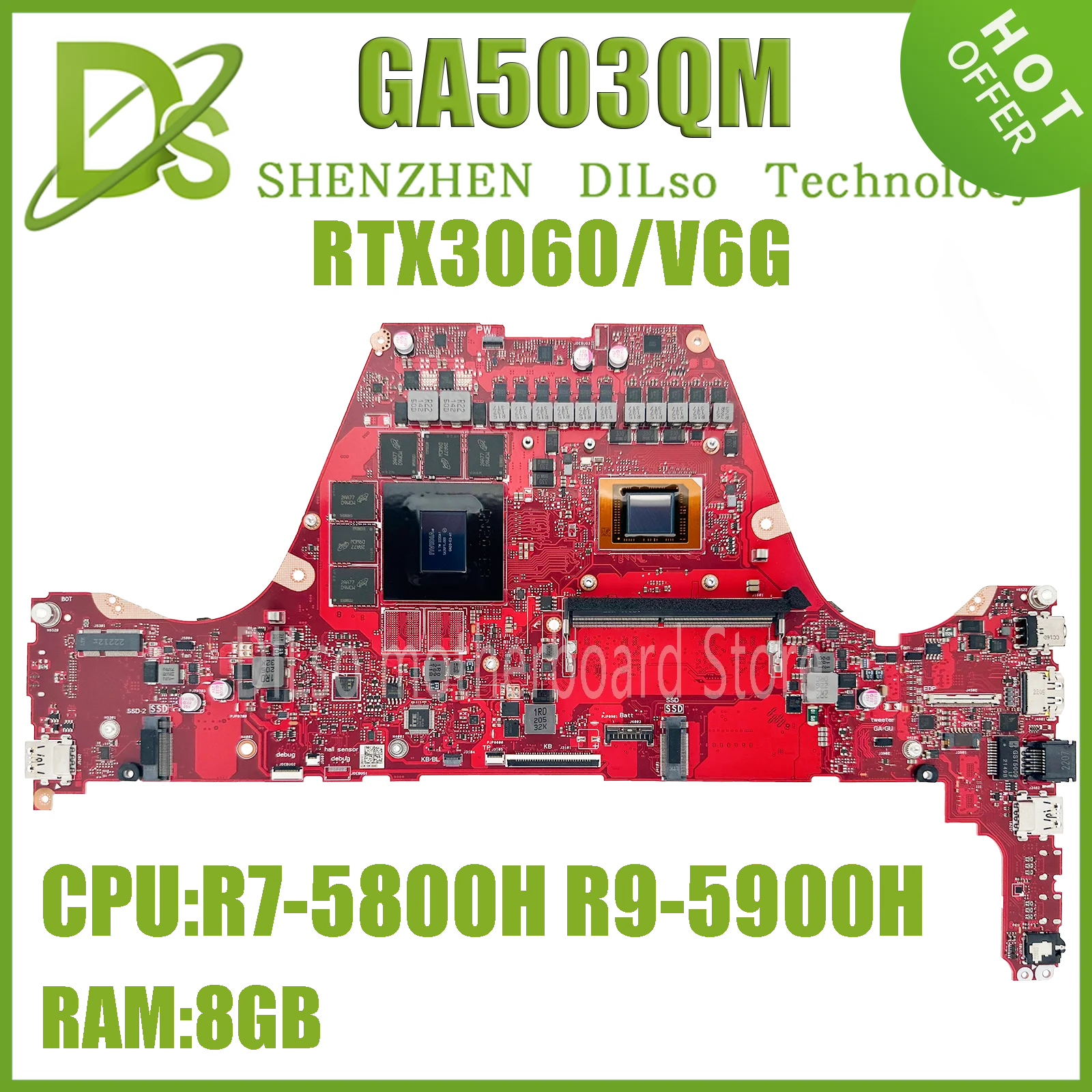 KEFU GA503QM is suitable for ASUS ROG GA503QS GA503Q GA503QR laptop motherboard R7 R9 RTX3080/RTX3070-V8G RTX3060/V6G 16GB/8GRAM