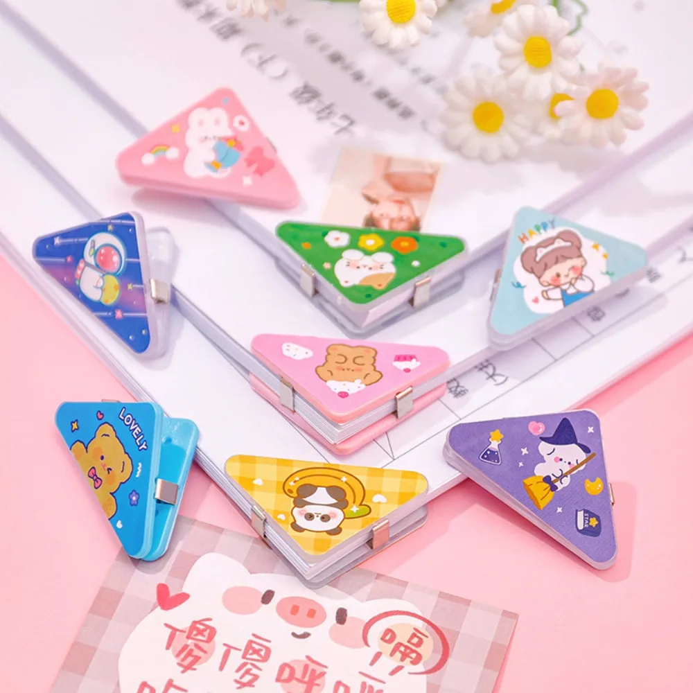 5pcs Bookmark Cartoon Triangle Paper Clips Photo Clamp Convenient Kawaii Triangle Page Holder Desk Organizer Cartoon