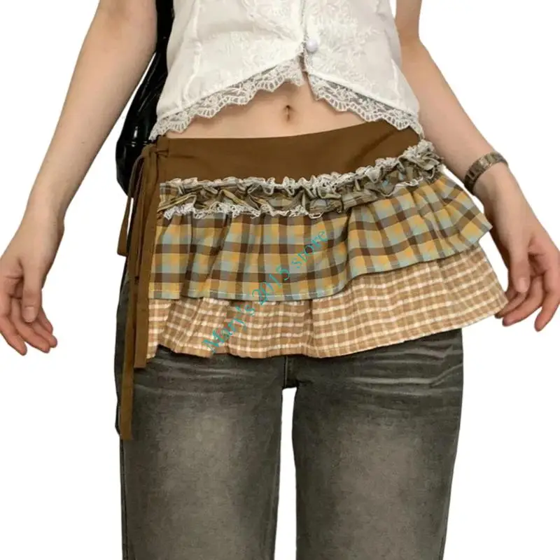 

Fashion A Line Skirt With Design And Layered Ruffle Trim Hip Scarf Skirt For Office College Or Party Wear