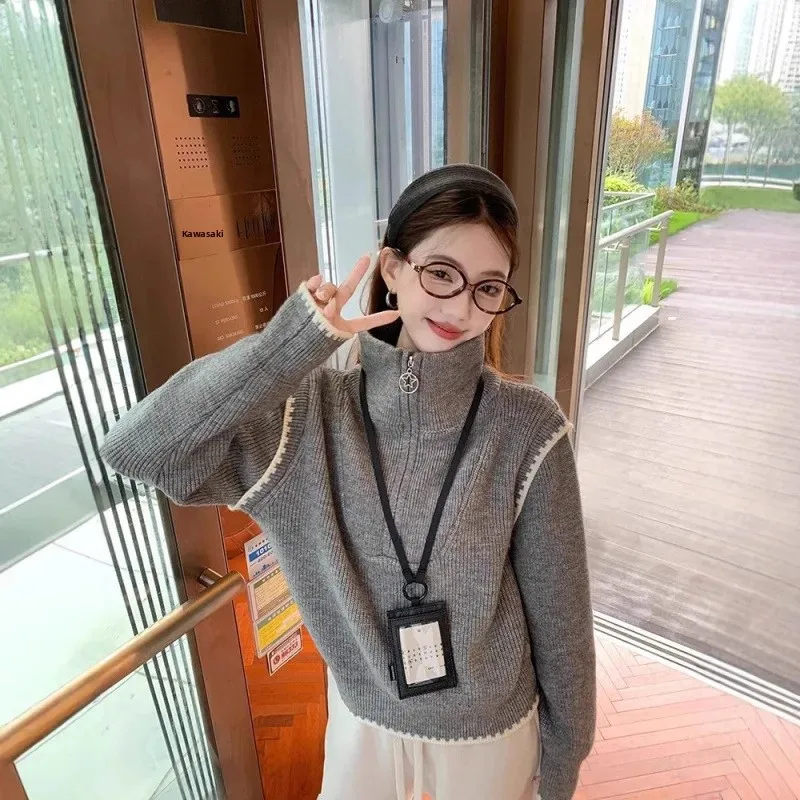 

Top Quality Material from China Loose High Collar Long Sleeve Women's Knitwear Winter Fashion Design Unique Style Sweater