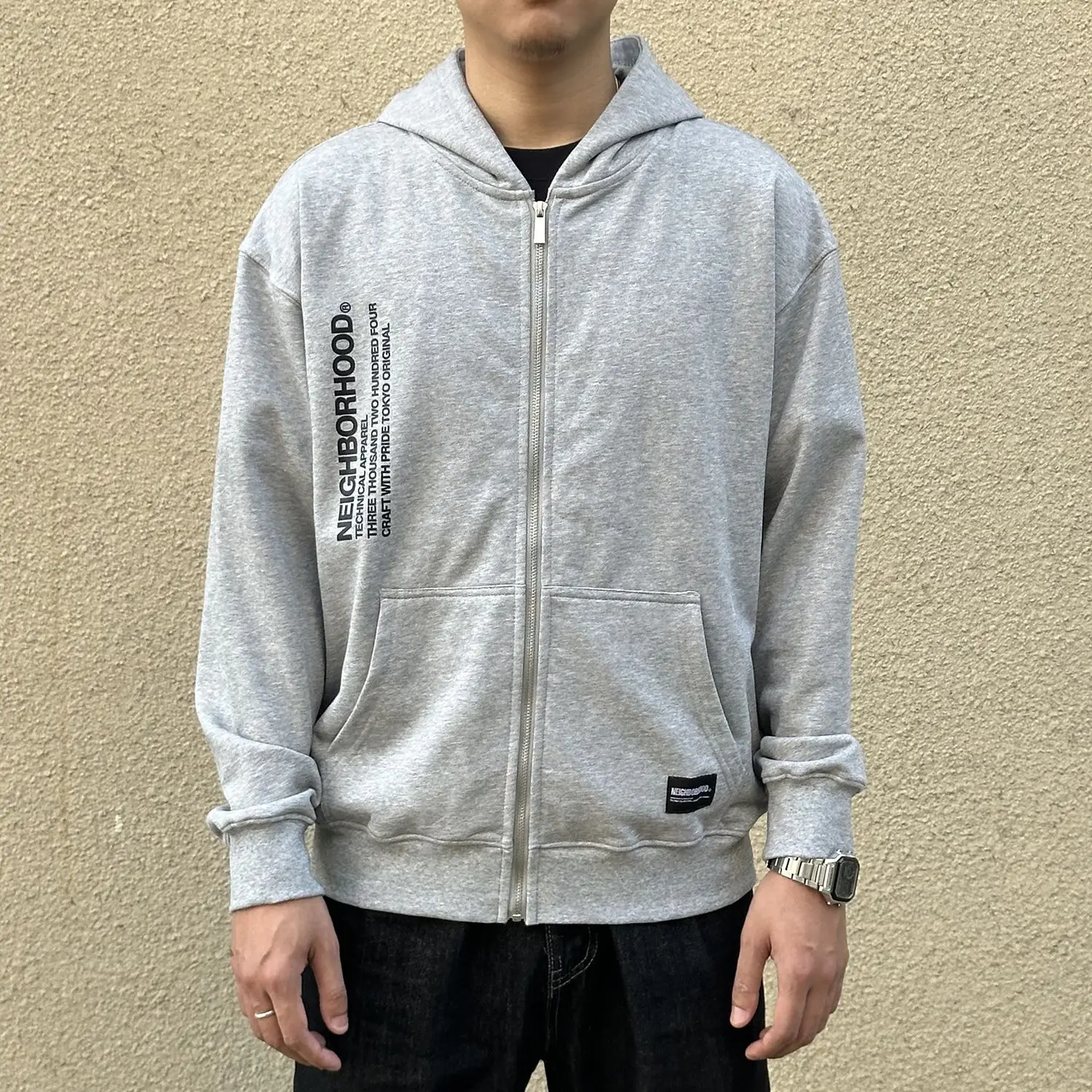NEIGHBORHOOD NBHD Heavyweight Japanese‑Style Zip‑Up Printed Hoodie Loose Unisex Casual Cardigan For Autumn Winter