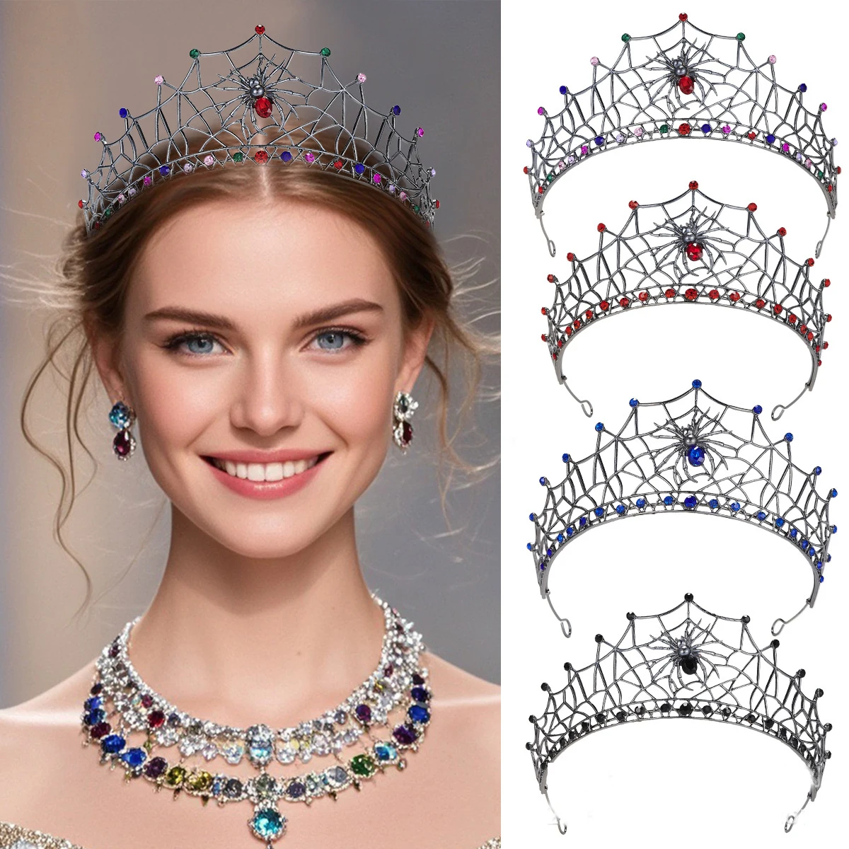 

NiuShuya Ретро Хэллоуин Новая паутина из сплава для волос Корона невесты в стиле барокко аксессуары для волос