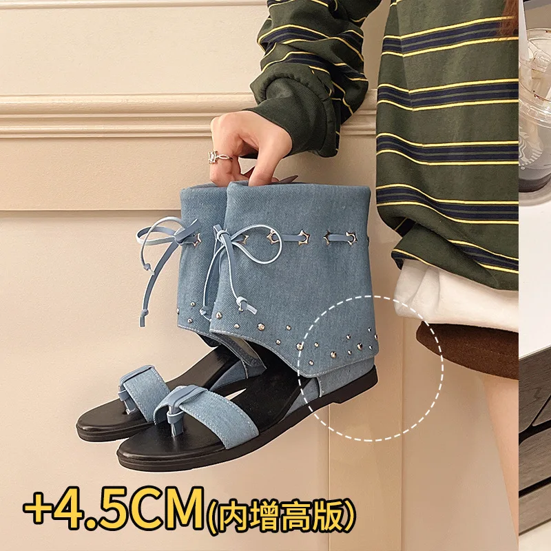 Fashionable High-heel Ankle Strap Sandals for Women,2026 Summer New Style,Roman Sandals with Short Boot Cuffs, Tube-shaped Boots view 2