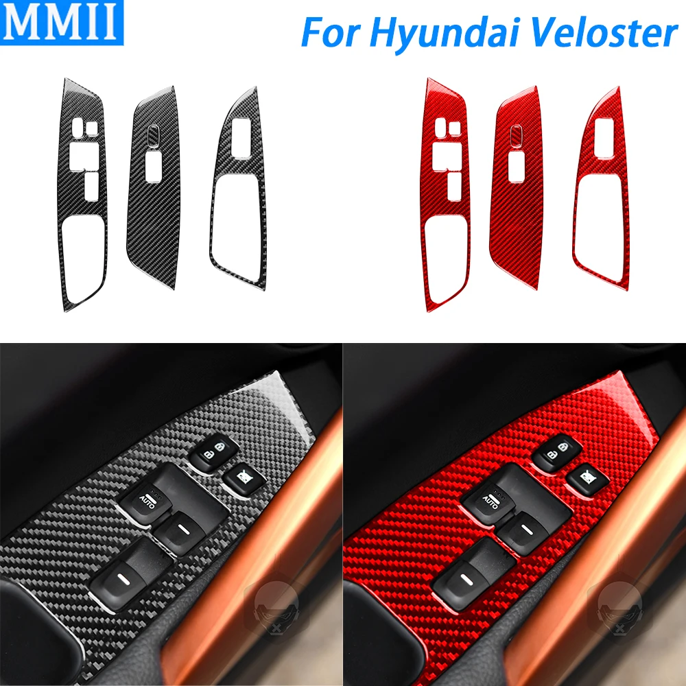 

For Hyundai Veloster 2012-2017 Carbon Fiber Window Lift Control Panel Trim Cover Car Interior Decoration Accessories Sticker