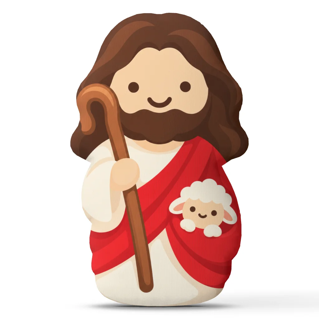 Jesus Good Shepherd Plush Pillow Christian Faith Cushion Cute Lamb Shaped Stuffed Throw Pillow Religious Home Decor Gift