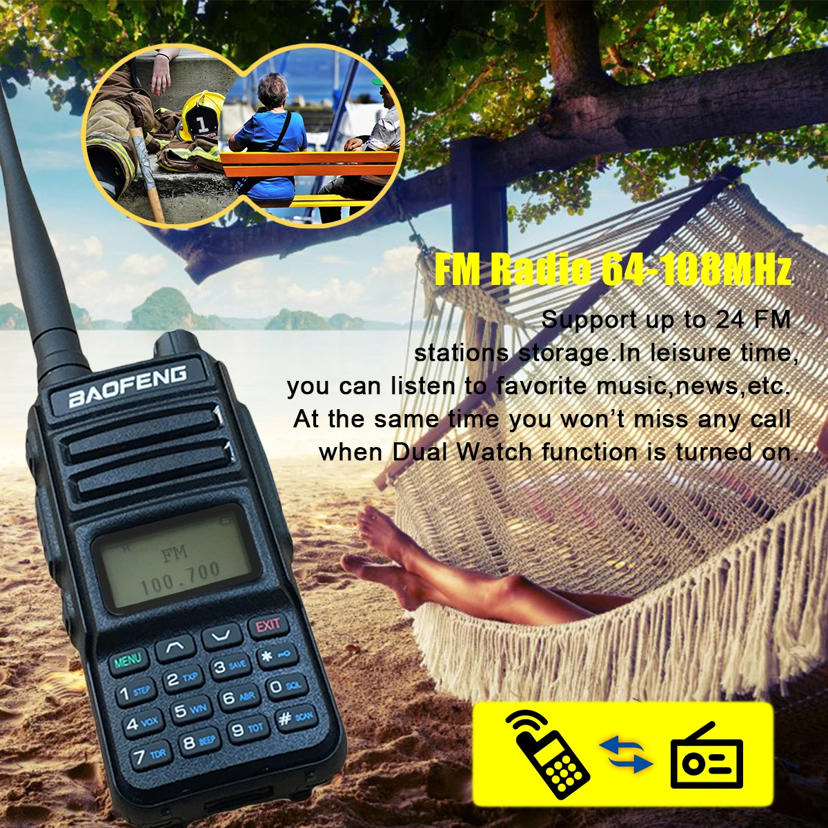 Baofeng Walkie Talkie P15UV Two-way Radio Station 5W Long Range Wireless set VHF UHF Amateur Portable HAM Radio For Hunting