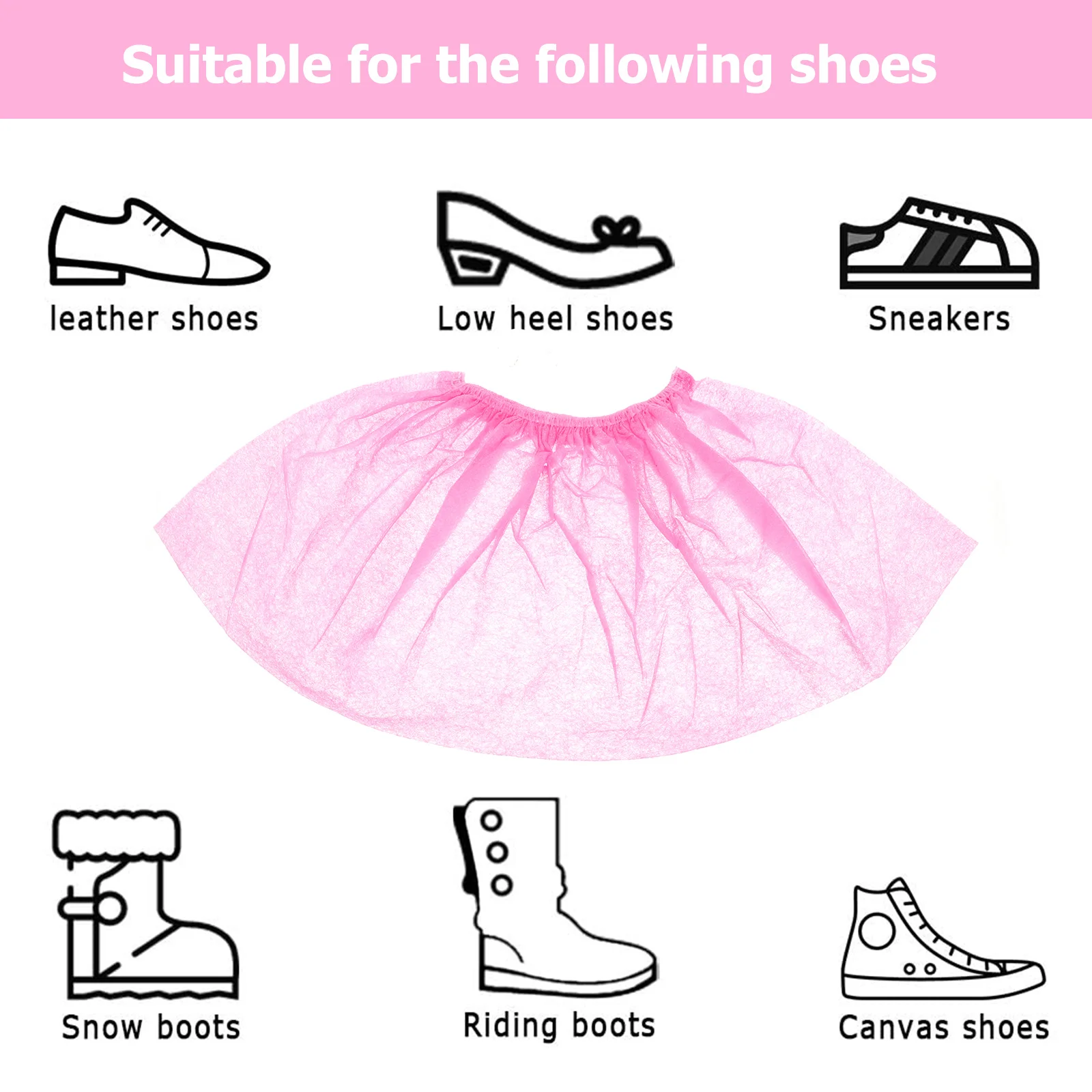 

100Pcs Protective Disposable Shoe Covers Thick Nonwoven Overshoes Home Use Waterproof Wear Resistant Disposable Shoe Covers