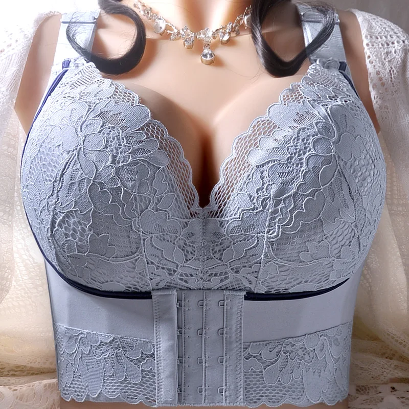 Plus Size Bras For Women Lace Embroidery Bra No Wire Lingerie Sexy Womens Underwea