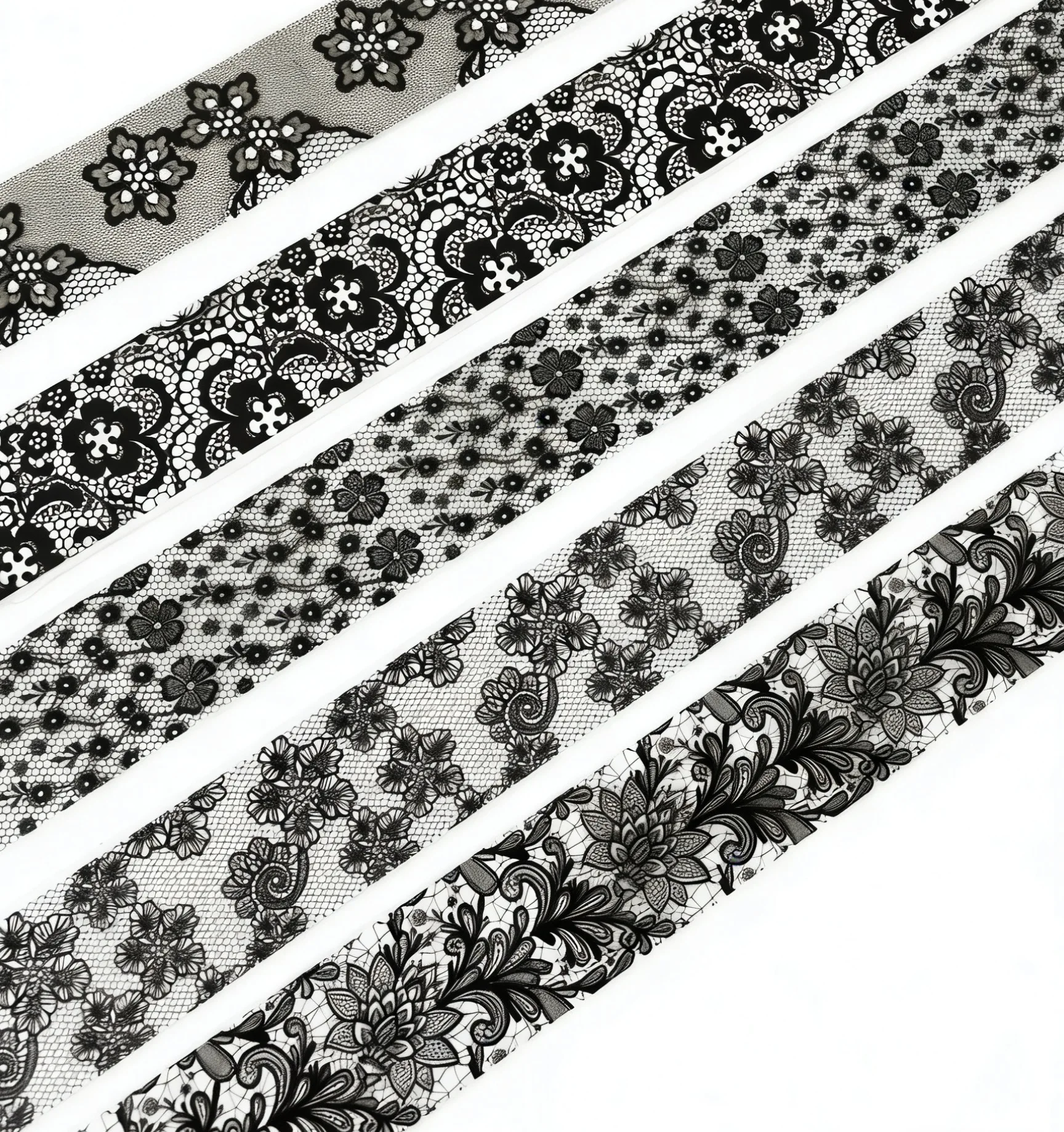 10 Rolls 2.5*50cm New Black White Lace Transfer Foil Nail Art Sexy Full Wraps Flower Glue Adhesive DIY Manicure Styling Tools