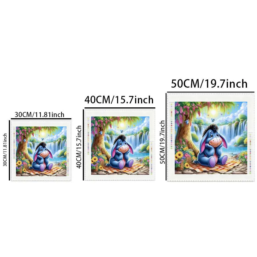 1 piece - 5D-DIY - Flocking cloth - Special drill - Diamond painting set - Donkey, waterfall - Mosaic - Diamond art