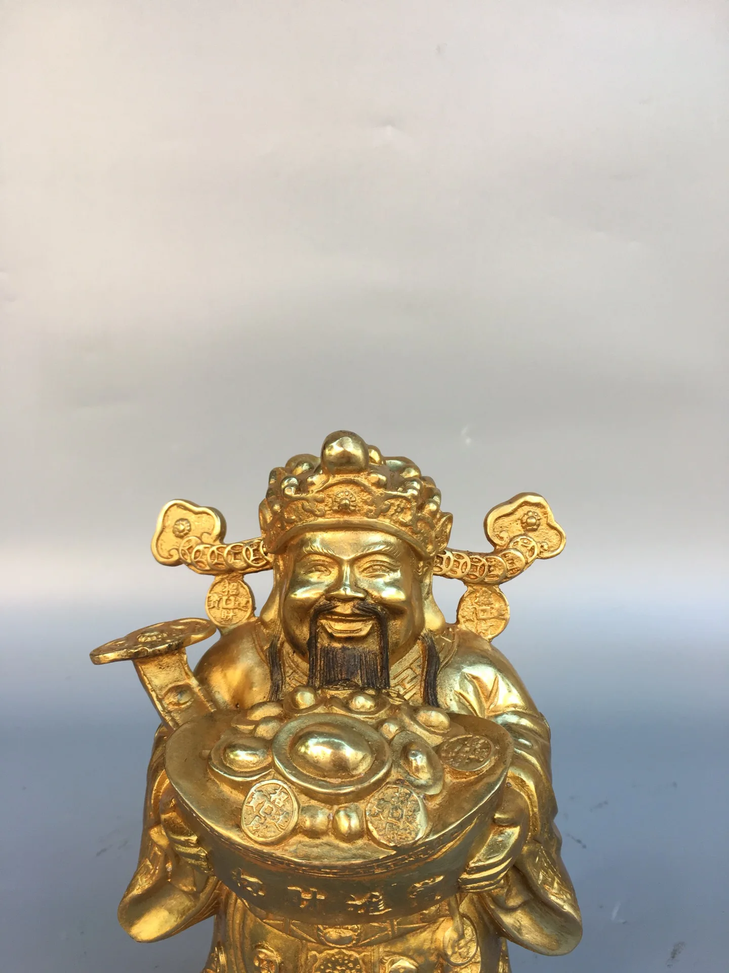 Antique Chinese copper hand-mand send money statue,Handicrafts, best collection&adornment, Free shipping