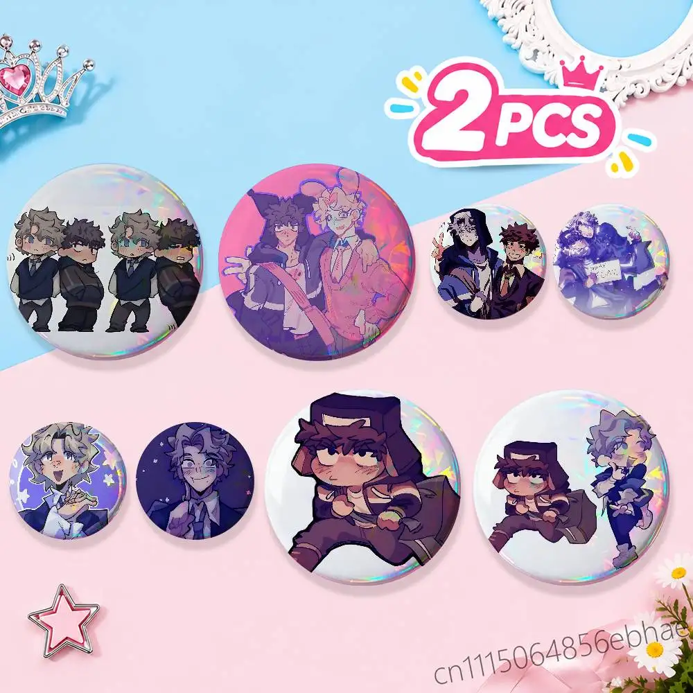 FOR Front Augustine Winnie Badge 2Pcs Set Round Button Pin Brooch 25/32/44/58/75mm Fans Collection Backpack Decor Gift