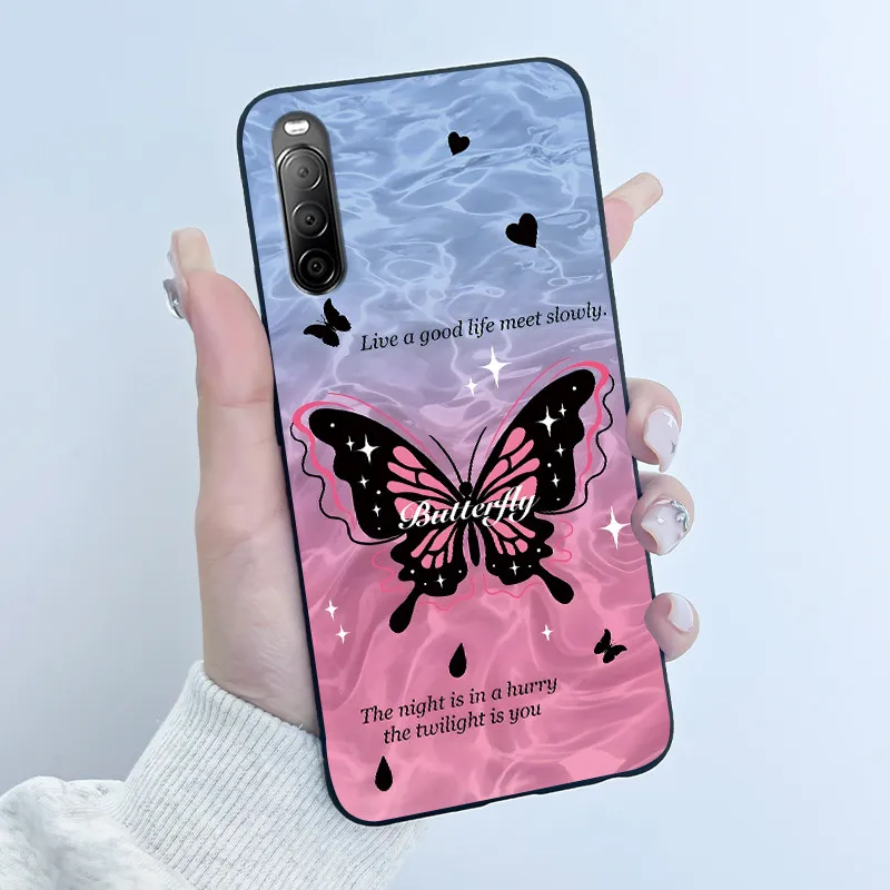 Capa fofa para Sony Xperia 10 II III IV V, capa protetora de silicone macio com desenho animado para Xperia 10 III Lite.