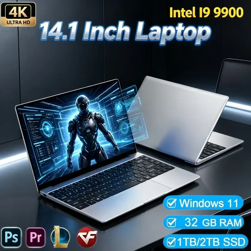 14.1 Inch Home Office Dual‑Use Laptop Intel i9‑9900 Processor 32GB RAM 2TB SSD Windows11 Thin Notebook For Learning Working