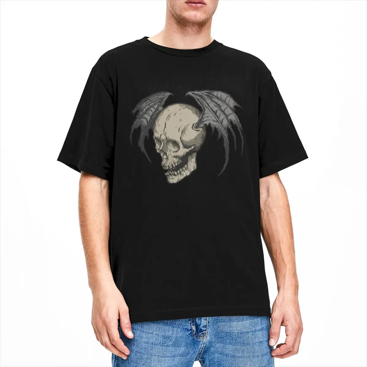 Men Women's Shirt Retro Avenged Sevenfold Funny Pure Cotton Short Sleeve Skeleton Deathbat T Shirts Crewneck Clothing Plus Size