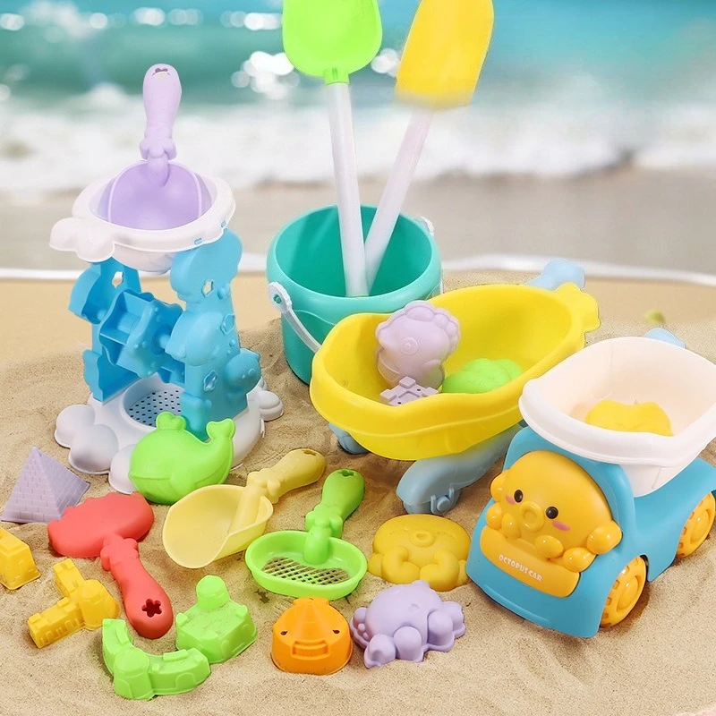 

24PCS Beach Toys Sand Toys Set Kids Sandbox Toys Water Wheel Beach Tool Kit Bucket Watering Can Dump Truck Molds for Toddlers