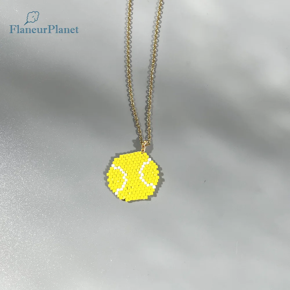 

FlaneurPlanet Sport Jewelry Collection Tennis Ball Short Pendant Necklace