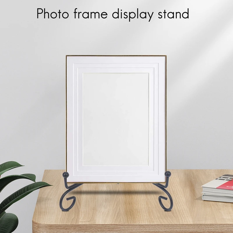 (2 Pack)Iron Display Stand, Black Iron Easel Plate Display Photo Holder Stand, Displays Picture Frames, Cookbooks, Decorative Pl