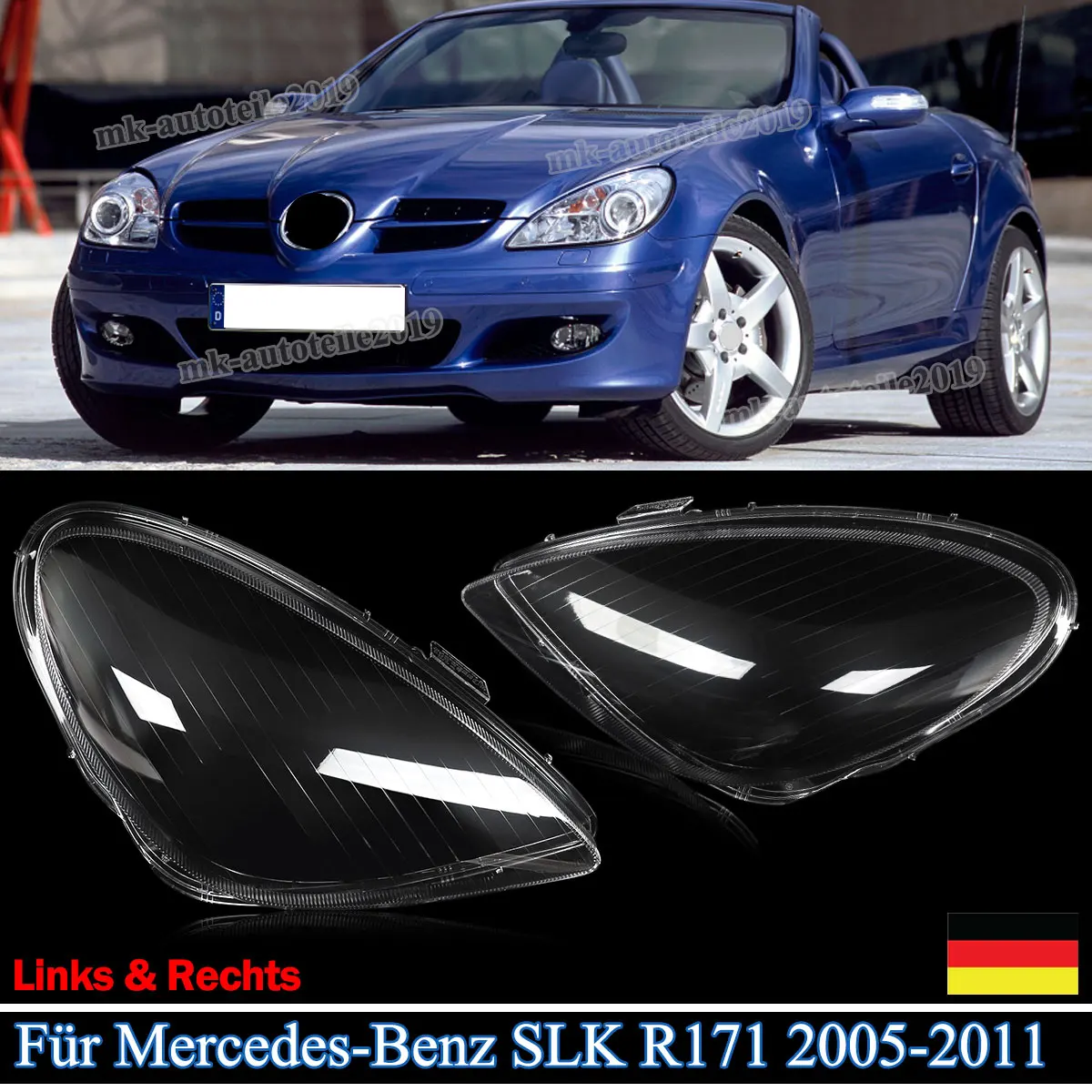 SAIQINGSP 2Pcs Headlight Lens Shell Headlight Lens Cover For Mercedes-Benz R171 SLK 2005-2011 Car Accessories Tools