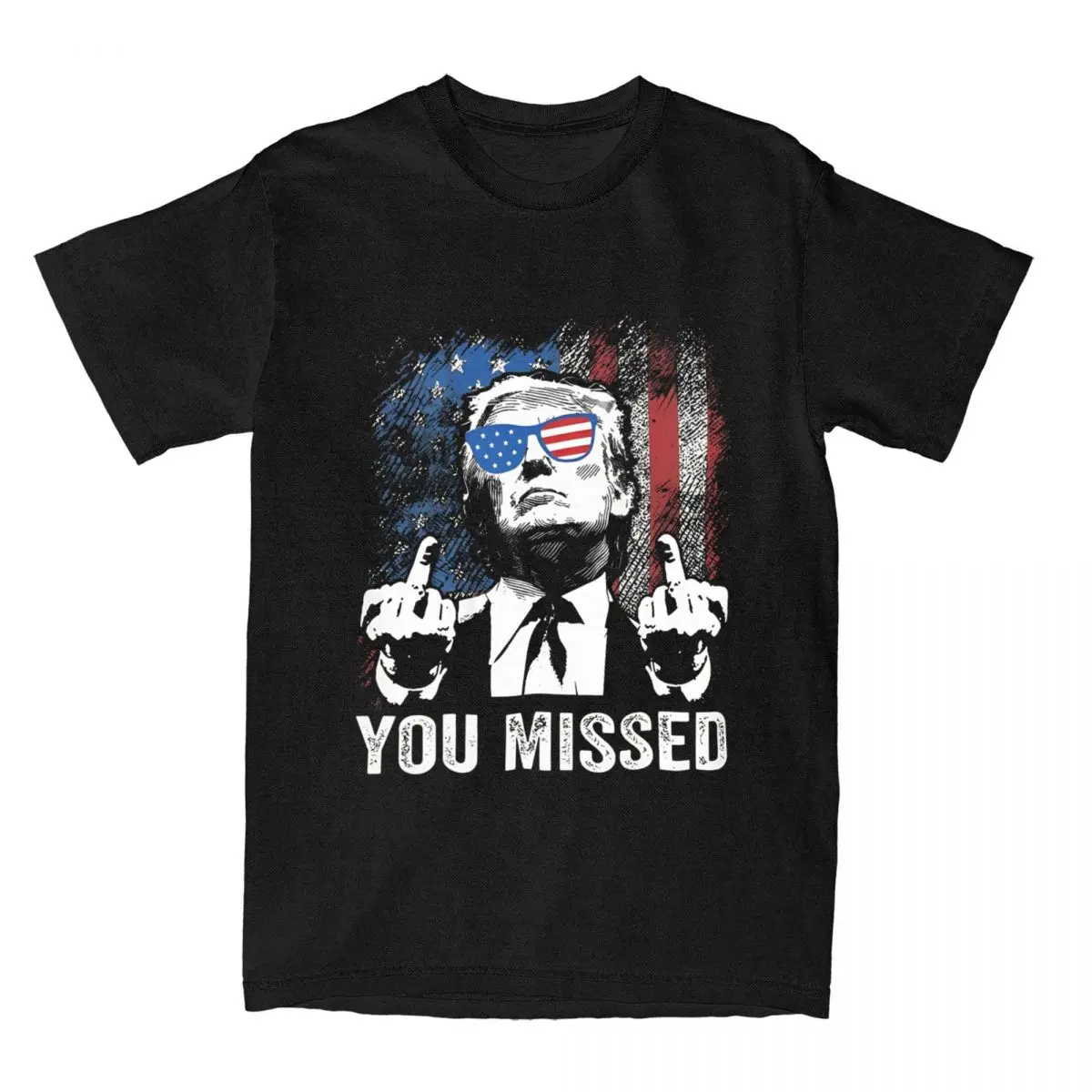 Shooting At Trump Rally Merch T-Shirts Men Women Trump You Missed Vintage Pure Cotton Summer Tee Shirts