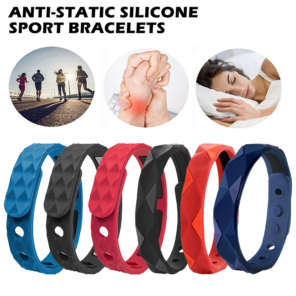 Sugar Regulator Bangle 6-Hole Adjustment Wrist Strap Portable Sports Wear Pain Relief Silica Gel Anti-static Bracelet Negative I